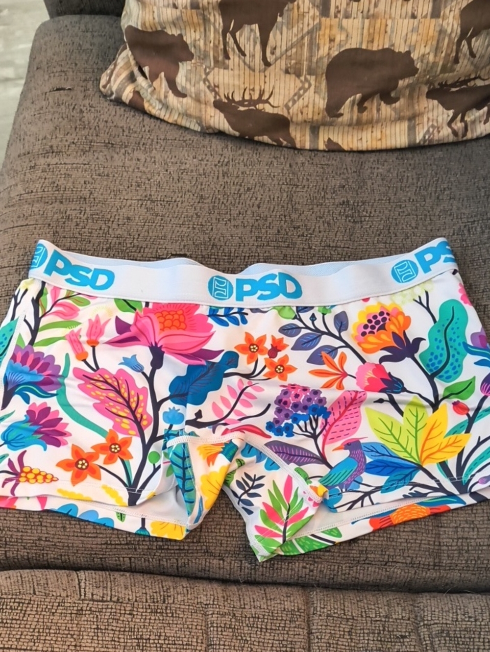 PSD Women's Floral Bike Shorts - White Base with Multicolor Floral